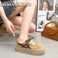 Giày thể thao giải trí đầu tròn thoải mái dành cho nữ Giày thể thao ren màu nâu