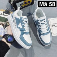 Giày Thể Thao, Giày Thể Thao Nam, Giày Sneaker, Giày Da Trắng Phối Xanh 5cm Mã 58