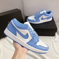 Giày Thể Thao JD1 Low Màu Xanh Dương Da Nhăn Cao Cấp Nam Nữ, Air Jordan 1 White Ice Blue