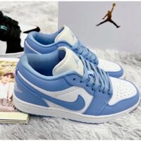 Giày Thể Thao JD1 Low Màu Xanh Dương Da Nhăn Cao Cấp Nam Nữ, Air Jordan 1 White Ice Blue