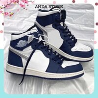 Giày Thể Thao Jordan Nam Nữ, Giày Sneaker Xanh Navy Cao Cổ Full Box Bill