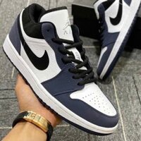 Giày thể thao Jordan xanh Navy cổ thấp, giày sneaker JD1 low xanh tím than navi nam nữ đầy đủ Bill Box
