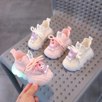 Giày thể thao Kuromi có đèn led tập đi cho bé gái - Giày cổ chun mềm nhẹ xinh xắn cho bé full hộp 995