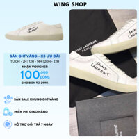 Giày Thể Thao Màu Kem Chữ Đen Nam Nữ, Giày YSL Thể Thao Thời Trang Nam Nữ Full Box Bill