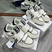 Giày Thể Thao MLB Chunky Liner New York Đen Trắng in chữ NY đen bản dán