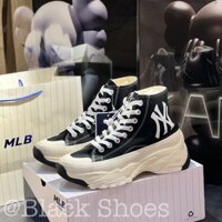 Giày Thể Thao MLB Độn Đế Cổ Cao Mlb Chunky High Siêu Phẩm Hot Trend Nam Nữ Giày Sneakers Cao Cổ Thời Trang NY Canvas Đen