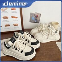 Giày thể thao mũi vỏ đa năng dành cho nữ, giày thể thao đế bệt, giày bánh quy trắng