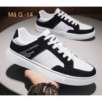 Giày thể thao nam da PU chất liệu cao cấp phối màu đen trắng