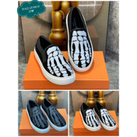 Giày thể thao nam giày lười slipon đen hình bàn tay đế trắng hàng siêu cấp full bill full box )