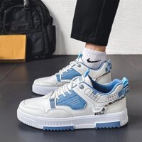 Giày Thể Thao Nam, Giày Sneaker, Giày Da Trắng Xanh Mã 73