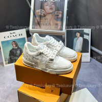 Giày Thể Thao Nam Louis Vuitton LV Trainer Sneaker 1A9ZI6 Màu Trắng full họa tiết hoa.