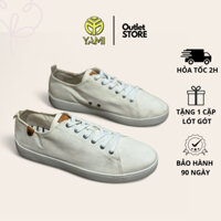 Giày Thể Thao Nam Màu Trắng Size 46, Giày Sneaker Nam Hàng Hiệu Buộc Dây Chất Liệu Vải Nhẹ, Giày Xuất Xịn YAMI