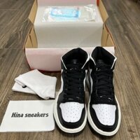 Giày Thể Thao Nam Nữ Cổ Cao Đen Trắng Sneaker Đế Bằng