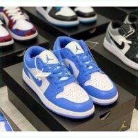 Giày Thể Thao Nam Nữ, Giày Nike Jordan 1 UNC Cổ Thấp JD1 Xanh Dương Full Box Bill J245 Omen Sneaker