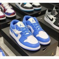 Giày Thể Thao Nam Nữ, Giày Nike Jordan 1 UNC Cổ Thấp JD1 Xanh Dương Full Box Bill I2552 Iggy Sneaker