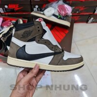 Giày thể thao nam nữ jordan 1 cổ cao travis scott 1.0 màu nâu da lộn cao cấp