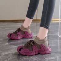 Giày thể thao nam xu hướng thời trang cho phụ nữ 2025 xuân hè mới, giày thể thao đế dày, giày chạy bộ nữ đa năng lưới Ancora màu đỏ bạch tuộc