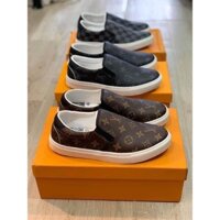 Giày thể thao nam,slipon giày lười Lv xanh than,nâu đế trắng fom tàu cao cấp [Full box]