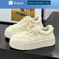 Giày thể thao nữ chất vải canvas , giày sneaker nữ vải tua rua 5cm siêu hot