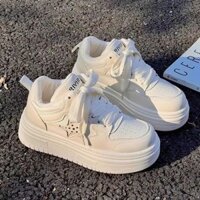Giày thể thao nữ cổ cao hoạ tiết ngôi sao đế độn 5cm bản dây thừng năng động, cá tính - Sneaker - Shoes