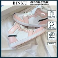 Giày thể thao nữ cổ cao hồng, giày nữ cao cổ pink da xịn nữ tính BINXU STORE JO107
