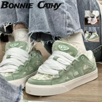 Giày thể thao nữ cổ thấp đầy màu sắc Bonnie Cathy có đế cao su bền, có màu hồng và xanh lá cây