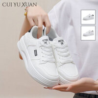 Giày thể thao nữ CUI YU XUAN có thiết kế buộc dây | Đế Cao Su, Hoàn Hảo Cho Hoạt Động Hàng Ngày - Màu Trắng & Đen