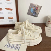 Giày thể thao nữ dáng Cv độn đế tăng chiều cao 5cm mix dây thừng tròn