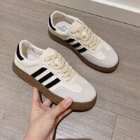 giày thể thao nữ đế bệt bằng siêu nhẹ hoạ tiết 3 vạch phong cách retro dễ đi êm mềm HM074