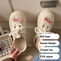 Giày thể thao nữ đế bệt CUI YU XUAN có gót giữa thoải mái, chất liệu EVA chất lượng cao - Kem, Đen, Hồng