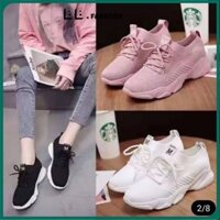 Giầy thể thao nữ đế cao 5cm 2 màu đen và Hồng mã DT136