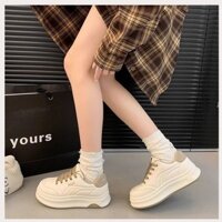 Giày thể thao nữ đế dày thời trang Pinxin PLOVER 2025 mới đa năng mũi tròn màu trắng tăng chiều cao giày sneaker nữ