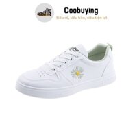 Giày thể thao nữ đẹp, giá rẻ - Màu trắng đế cao, thiết kế thêu hoa Hàn Quốc , phù hợp với mọi độ tuổi và phong cách