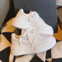 Giày thể thao nữ độn đế 5 phân SO STO Full trắng Cao Cấp