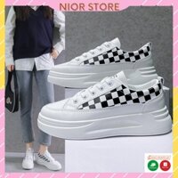 Giày Thể Thao Nữ Độn Đế 5cm Sneaker Tăng Chiều Cao Caro Thời Trang NIGT01