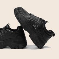 Giày Thể Thao Nữ Độn Đế Giày BOM Sneaker Tăng Chiều Cao Màu Trắng Đen Kem Chất Liệu Da PU giayBOM B888 NSO