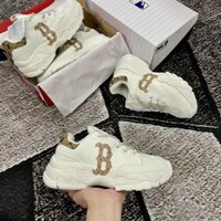 Giày thể thao nữ độn đế Mlb chữ B nâu,giày sneaker nữ độn đế tăng chiều cao