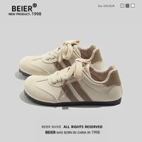 Giày thể thao nữ giá rẻ BEIER sọc nâu cá tính 3518