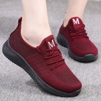 Giày thể thao nữ giá rẻ sneaker nữ màu đỏ lưới thoáng khí đế bằng cao cấp ulzzang - TKB-M5M5
