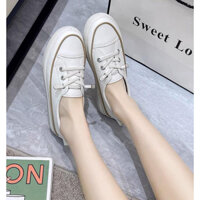 Giày thể thao nữ - giày lười slipon trắng cổ thấp