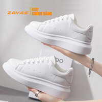 Giày thể thao nữ giày sneaker nữ màu trắng đế 3cm bằng da màu trắng hiệu ZAVAS - S387 - 37