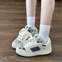 Giày thể thao nữ JEANS trắng phối xanh đế cao 5 cm giày sneaker nữ 2025