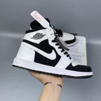 Giày Thể Thao Nữ Jordan 1 Mid White Black Da Nhăn Fullbox, Giày Sneaker Nữ JD 1 Cổ Mid Trắng Đen Xinh Dễ Phối Đồ -nh1 '