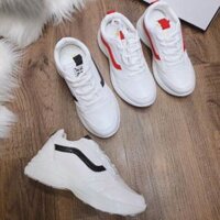 Giày thể thao nữ màu trắng họa tiết viền vanz siêu đẹp, hàng đẹp fullbox