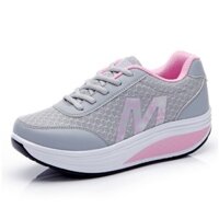 Giày thể thao nữ màu trắng Giày lưới thoáng khí không mùi đế dày Wedge Giày thể thao đẹp