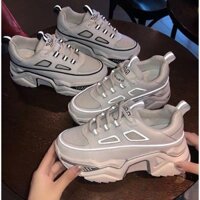 Giày thể thao nữ phản quang MK - hai màu đen trắng, da phối vải cao cấp, thời trang Hàn Quốc đẹp, giá rẻ, hot trend 2020