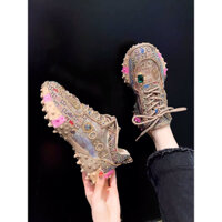 Giày thể thao nữ, sneaker đính đá tăng chiều cao phối lưới thời trang cá tính hàng loại đẹp hàng QCCC