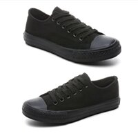 Giày thể thao nữ Vải Canvas Nam Nữ Học Sinh, Sinh Viên Màu Trơn, Cổ Thấp Đế Cao Su Chống Trơn Trượt