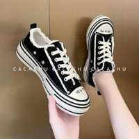 Giày thể thao nữ xvessel rách hot trend 2021 màu đen đẹp CACACHU G018, giày sneaker nữ tăng chiều cao hàng QC 🐧