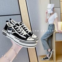 Giày thể thao nữ xvessel rách hot trend 2021 màu đen đẹp CACACHU G018, giày sneaker nữ tăng chiều cao hàng QC